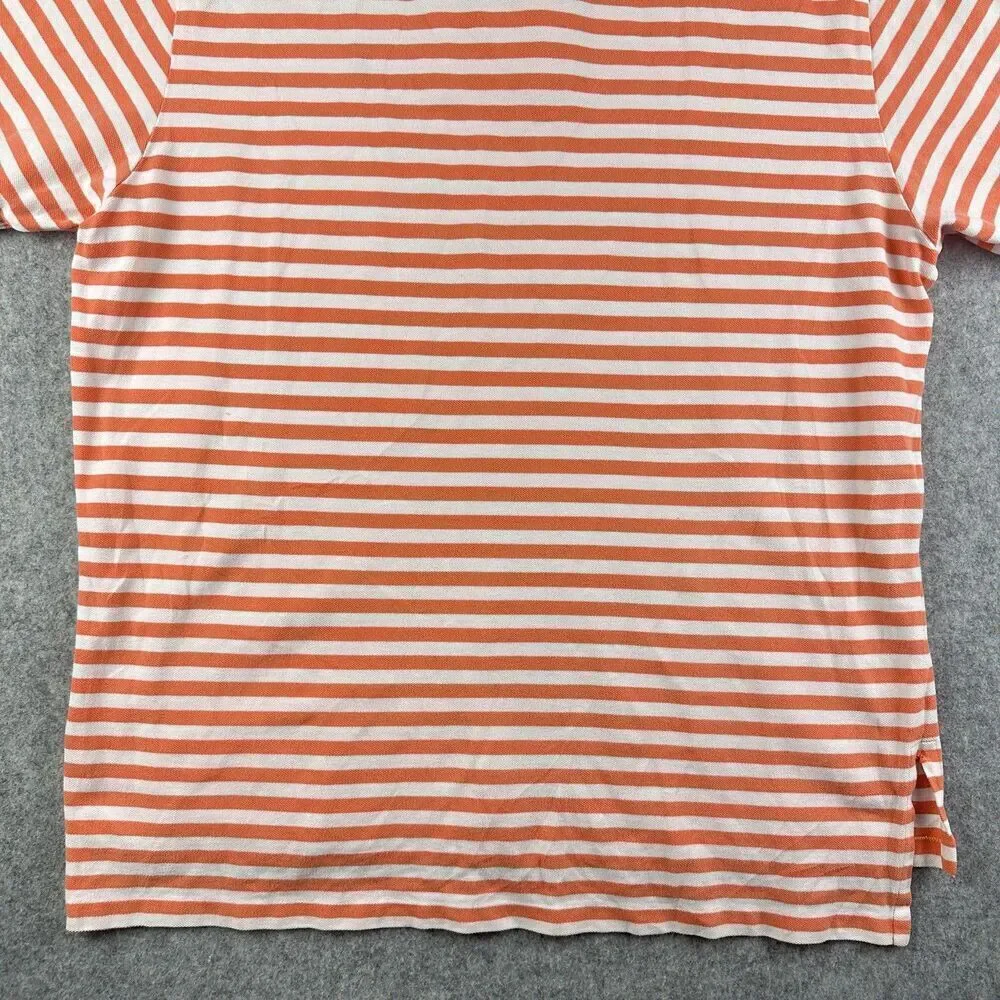 Polo Ralph Lauren Polo Shirt Mens 2XL Coral Striped Classic Short Sleeve Golf*
